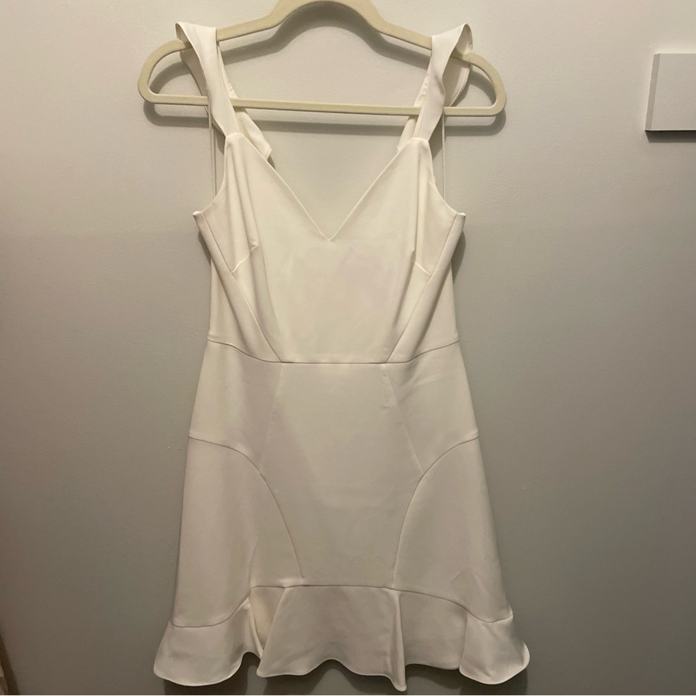 Aidan Mattox White Sleeveless Ruffled Mini Dress